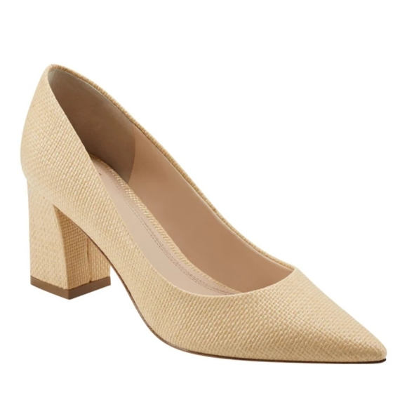 Marc Fisher Zala Elegant Beige Block Heel Pumps